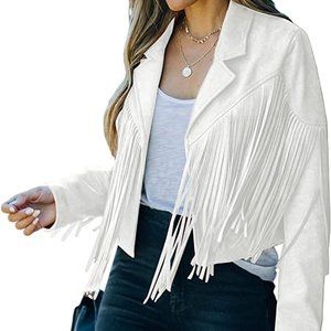 White Fringe Crop Jacket!
